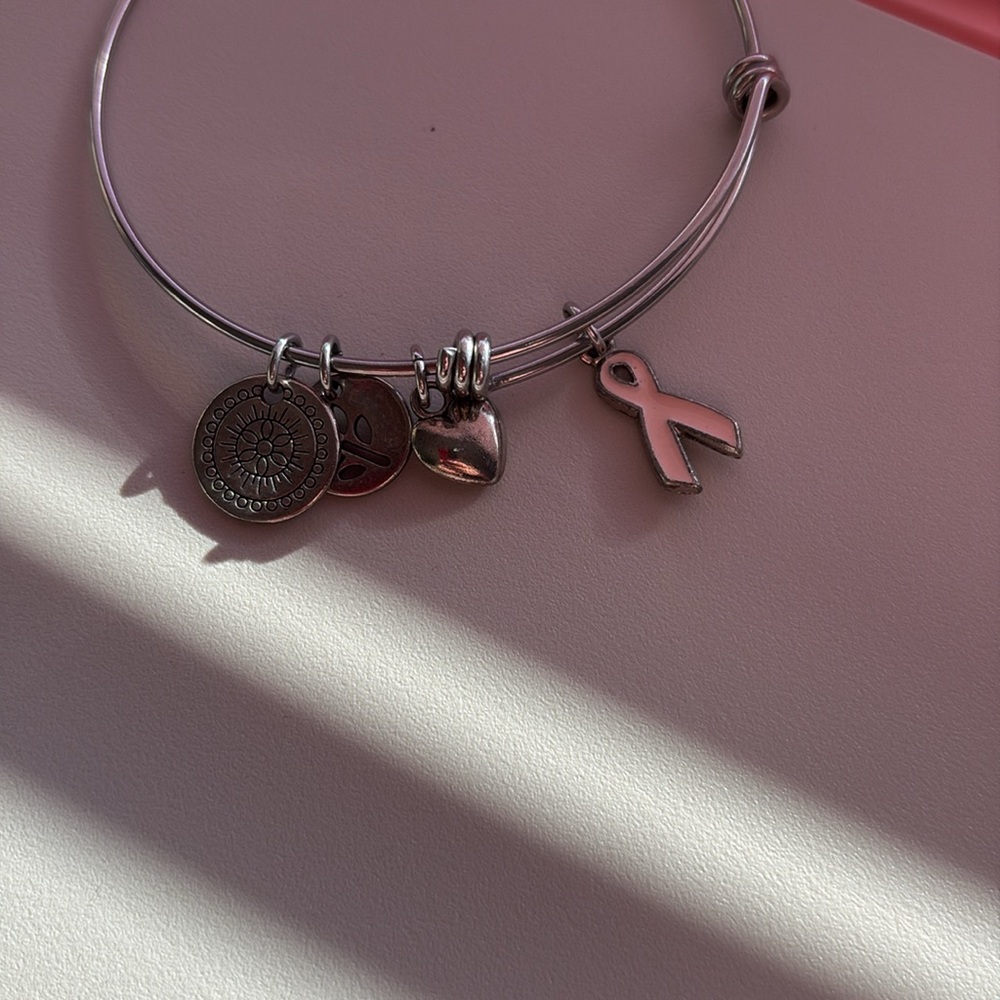 💚Alex and Ani Silver Bangle Bracelet with Charms - Picture 2 of 3